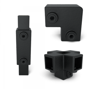 Firkantede sorte fittings