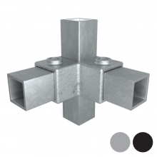 Firkantsrørkobling m/3-vejs gennemgang