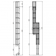 Facadestige 10-10,5 m inkl. faldsikring