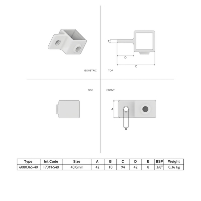Firkantsrørkobling Diagonalbeslag