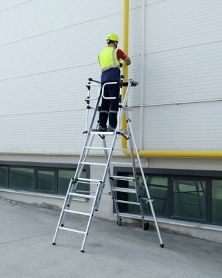 exempel för vikbar teleskopisk arbetsplattform i aluminium utfälld bra arbetsmiljöval
