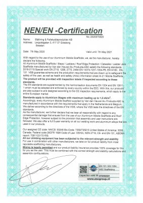 Bild på NEN/EN certifikation