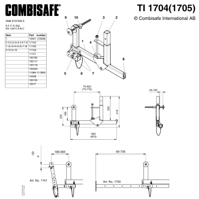 Combisafe Tagspær Beslag 1704