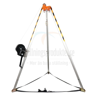 tripod för nedfirning med vinsch orange och silver
