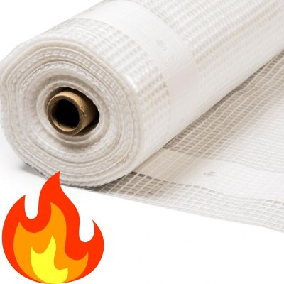 flamsäker vit ställningsplast vinterväv