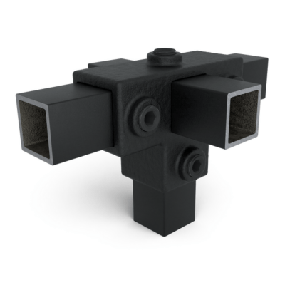 Firkantet 4-vejs fitting Sort