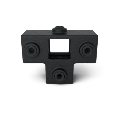 Firkantet 4-vejs fitting Sort
