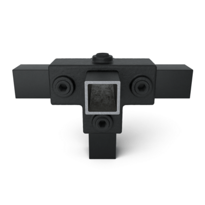 Firkantet 4-vejs fitting Sort