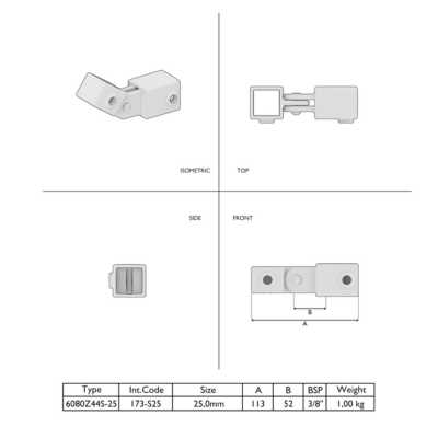 Firkantet diagonal ledfitting Sort