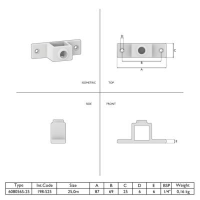 Firkantet fitting dobbeltsidet fiksering galvaniseret