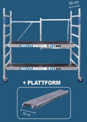 Håndværkerstillads 90 cm inkl. forhøjning