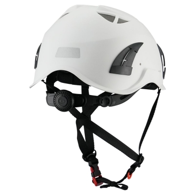 Vit skyddshjälm av hög kvalitet med hakspänne