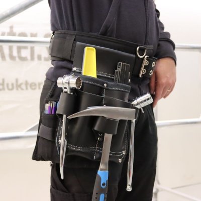 Komplet Værktøjsbælte Tekstil Læderlomme