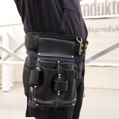 Komplet Værktøjsbælte Tekstil Læderlomme