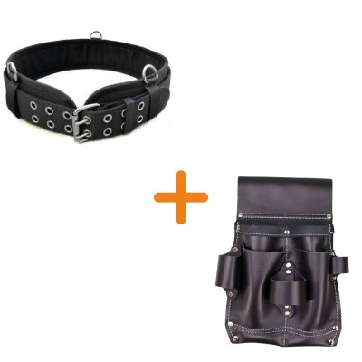 Komplet Værktøjsbælte Tekstil Læderlomme