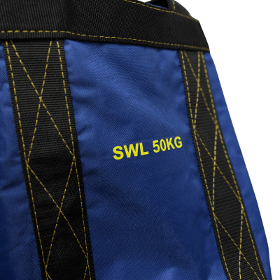 Nærbillede af robust konstruktion og tydelig SWL-mærkning.