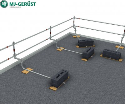 Fallskydd, Motviktssystem, Platta tak