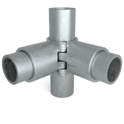 Rørkobling 3-vejs med åbning 48,3mm Galvaniseret