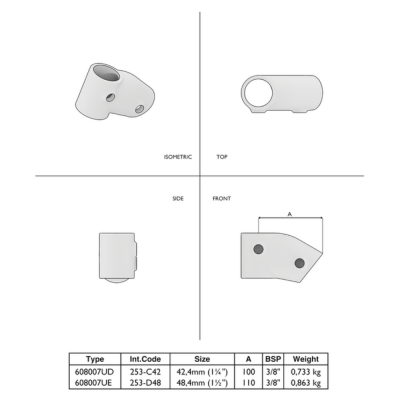 Rørkobling 45-60 grader Galvaniseret