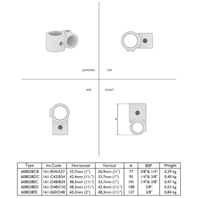 Rørkobling 90° udenpåliggende 48,3 & 33,7mm Galvaniseret