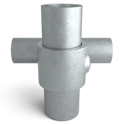 Rørkobling 90° udenpåliggende 48,3 & 33,7mm Galvaniseret