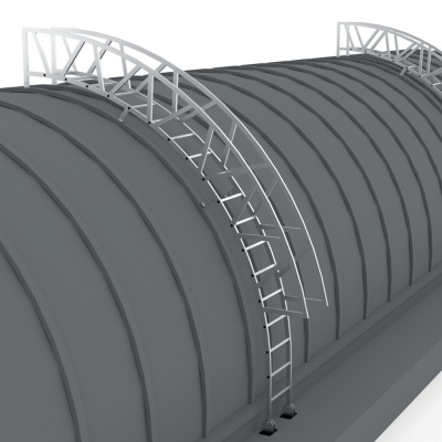 Arbejdsplatform til afrundede tagkonstruktioner