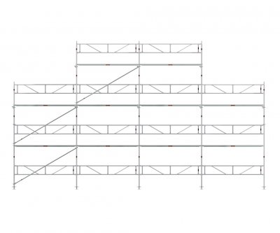 Facadestilladspakke Alu 12x6 m m/gavltop
