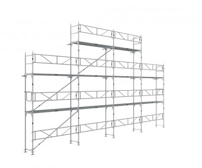 Facadestilladspakke Alu 12x6 m m/gavltop