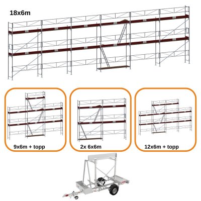 Stilladstrailer m/120 m² Villapakke