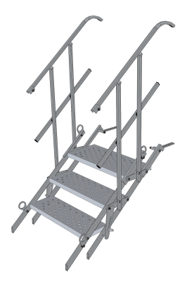 Byggetrappe 70 cm 3-trins Komplet 2 rækværk