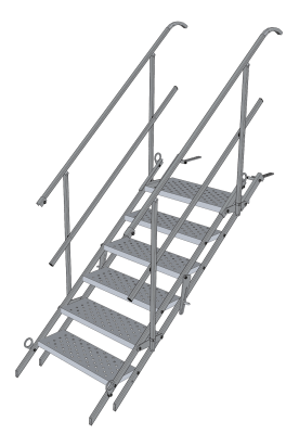 Byggetrappe 70 cm 6-trins Komplet 2 rækværk