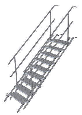 Byggetrappe 70 cm 9-trins Komplet 2 rækværk