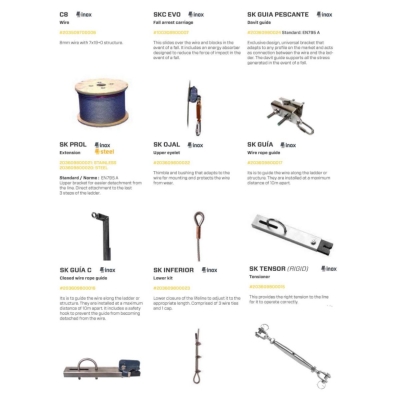 medföljande delar till vajersystem för stege