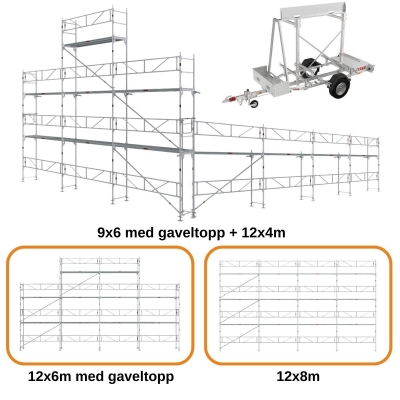 Stilladstrailer m/96 m² Villapakke