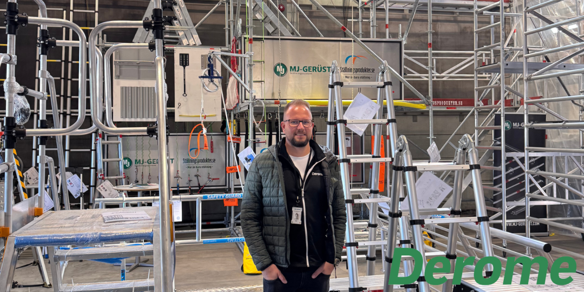 Hans-Eric Jeppson på Derome Maskinuthyrning i Ställningsprodukter Showroom i Göteborg
