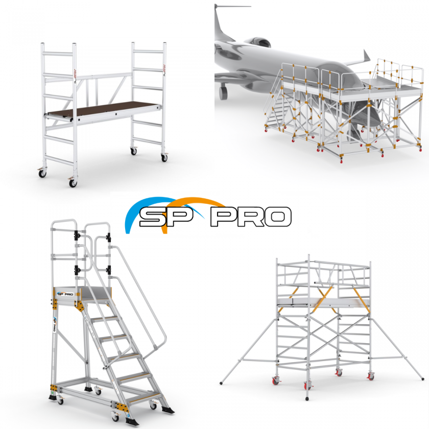 SP PROs brede sortiment af rullestillads, arbejdsplatforme, specialløsninger m.m.